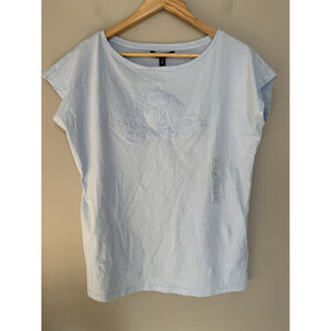 Lauren Ralph Lauren Women's Blue Embroidered Crest T Shirt Size Large NWT Read